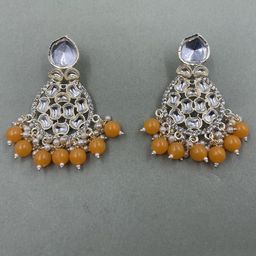 Rhymee Gold Plated Kundan & Pearl Floral Chandbalis-34