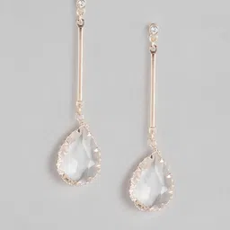 Forever New Rose Gold Oval Drop Earrings-image-8