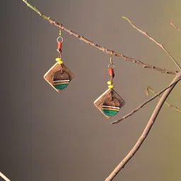 AAKRITI ART CREATIONS Brass-Plated Wooden Drop Earrings-25