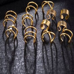 Jewels Galaxy Set of 6 Gold-Toned Classic Ear Cuff Earrings-27