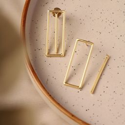 Priyaasi Gold-Plated Rectangle Shaped Drop Earrings-25