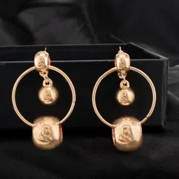 PRIVIU Rose Gold-Plated Stainless Steel Circular Drop Earrings-35