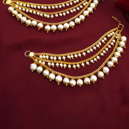 PINAAKA DARINI Gold-Plated Multilayer Pearls Beaded Contemporary Drop Earrings-52