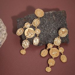 SOHI Gold-Plated Circular Drop Earrings-image-28