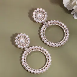 SOHI Gold-Plated Pearls Circular Drop Earrings-27