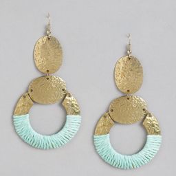 RICHEERA Blue & Gold-Toned Circular Drop Earrings-image-37