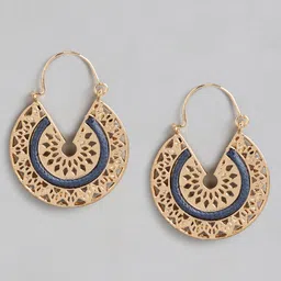 RICHEERA Gold-Toned & Blue Circular Drop Earrings-picture-7