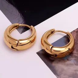 FIMBUL Gold Plated Circular Stainless Steel Hoop Earrings-30
