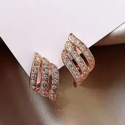 BEYTER Gold-Plated Contemporary Artificial Stones Drop Earrings-110