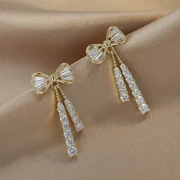 BEYTER Gold-Plated Cubic Zircon Contemporary Shaped Studs-8