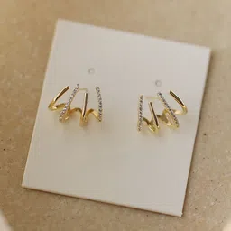 BEYTER Gold-Plated Contemporary Shaped Artificial Stones Studs-image-44