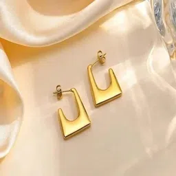 VIEN Gold-Plated Stainless Steel Geometric Shaped Studs Earrings-6