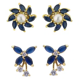 Sri Jagdamba Pearls Dealer Set Of 2 Gold-Plated Studs Earrings-57