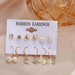 Pinapes Set of 12 Geometric Studs & Hoop Earrings-17