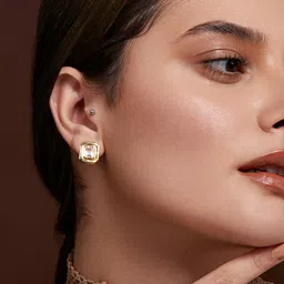 MINUTIAE Gold-Plated Geometric Studs Earrings-11