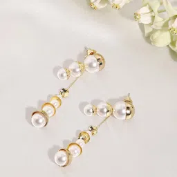 SOHI Gold-Plated Contemporary Drop Earrings-26