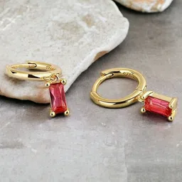 MYKI Gold-Plated Cubic Zirconia-Studded Classic Hoop Earrings-18