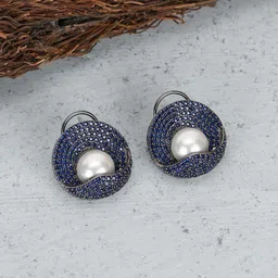Adwitiya Collection Rhodium-Plated Classic Studs Earrings-34