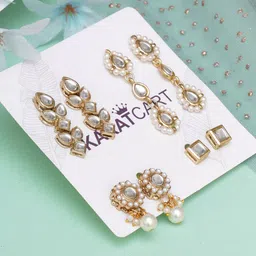 KARATCART Women Set of 4 Gold Plated Classic Earrings-15