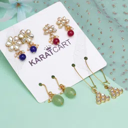 KARATCART Women Set of 4 Multicolored Kundan Earrings-20