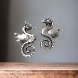 Ozanoo Silver-Plated Oxidised Classic Studs Earrings-46