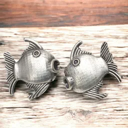 Ozanoo Silver-Plated Cute Fish Replica Lookalike Studd Earrings-24