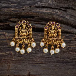 Kushal's Fashion Jewellery Gold-Plated Stone-Studded & Beaded Drop Earrings-21