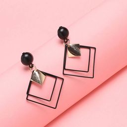 DressBerry Black Geometric Drop Earrings-38