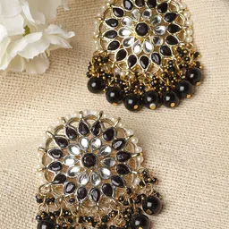 KARATCART Gold-Plated Kundan Studded Drop Earrings-20