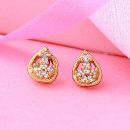 Estele Gold-Plated Leaf Shaped Studs Earrings-16