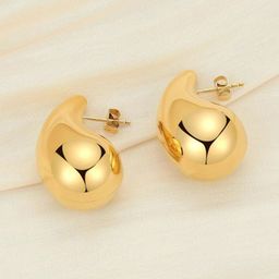 Softwrap Gold Plated Teardrop Shaped Stud Earrings-8