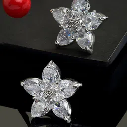 Kennice White Star Shaped Studs Earrings-image-21