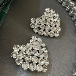 ISHKAARA Rhodium-Plated Crystal Studded Heart Shaped Studs Earrings-11