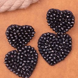 Crunchy Fashion Beaded Heart Shaped Drop Earrings-image-23