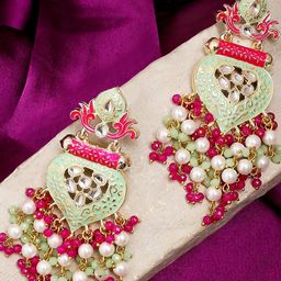 OOMPH Gold-Plated Kundan Chandbalis Earrings-22