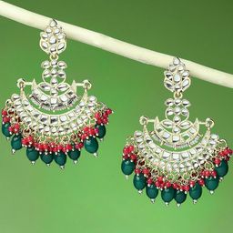 OOMPH Kundan Floral Chandbalis-53