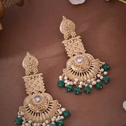 Fida Gold Plated Pearl Beaded Contemporary Drop Earrings-41