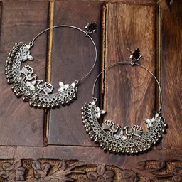 VENI Silver-Plated Contemporary Oxidised Chandbalis Earrings-image-27
