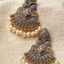 KARATCART Gold-Plated Contemporary Chandbali Earrings-image-63