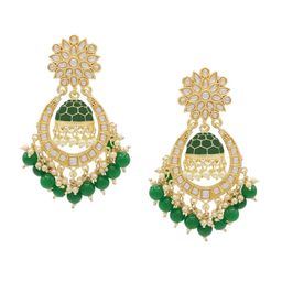 ASMITTA JEWELLERY Gold-Plated Green Contemporary Chandbalis Earrings-image-90