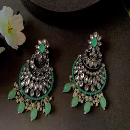 I Jewels Silver Plated Beaded Contemporary Chandbalis-image-59
