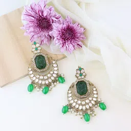 I Jewels Gold-Plated Contemporary Chandbali Earrings-picture-24