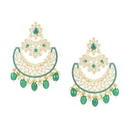 I Jewels Gold Plated Pearl Kundan Chandbalis Earrings-image-66