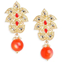 HOT AND BOLD Gold-Plated Dome Shaped Drop Earrings-image-81