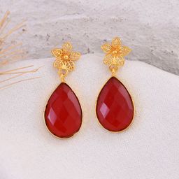 Silvermerc Designs Gold-Plated Teardrop Shaped Drop Earrings-46