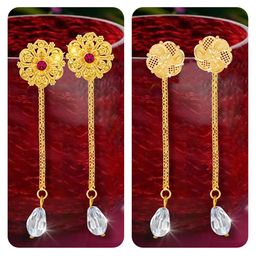 Vighnaharta Set Of 2 Gold-Plated Crystals-Studded Drop Earrings-14