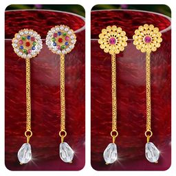 Vighnaharta Set Of 2 Gold-Plated Drop Earrings-53
