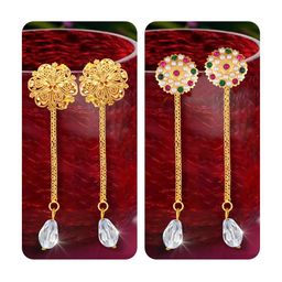 Vighnaharta Set Of 2 Gold-Plated Contemporary Drop Earrings-42