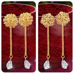 Vighnaharta Set Of 2 Gold Plated Crystals Drop Earrings-22