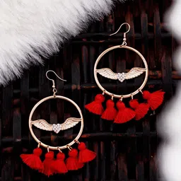 Bellofox Red Gold-Plated Tasselled Drop Earrings-image-52